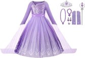 Prinsessenjurk meisje - Elsa jurk - Het Betere Merk - Kroon - Tiara - Toverstaf - Juwelen - Handschoenen - maat 110/116 (120) - carnavalskleding - cadeau meisje - verkleedkleren meisje - kleed - prinsessen speelgoed