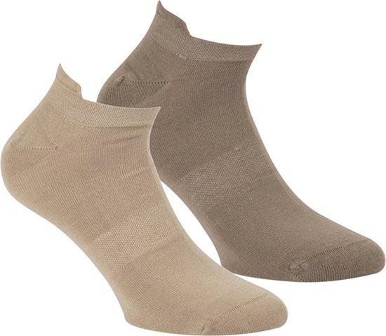 Bamboe Sneaker Sokken Met Lipje 6-Pack - Beige - Maat 31-35 - Lage Bamboesokken Voor Frisse Droge Voeten - Dames / Heren