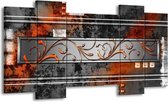 GroepArt - Schilderij - Modern - Oranje, Bruin, Grijs - 120x65 5Luik - Foto Op Canvas - GroepArt 6000+ Schilderijen 0p Canvas Art Collectie - Wanddecoratie