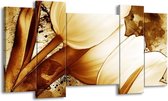GroepArt - Schilderij - Tulpen - Bruin, Wit - 120x65 5Luik - Foto Op Canvas - GroepArt 6000+ Schilderijen 0p Canvas Art Collectie - Wanddecoratie
