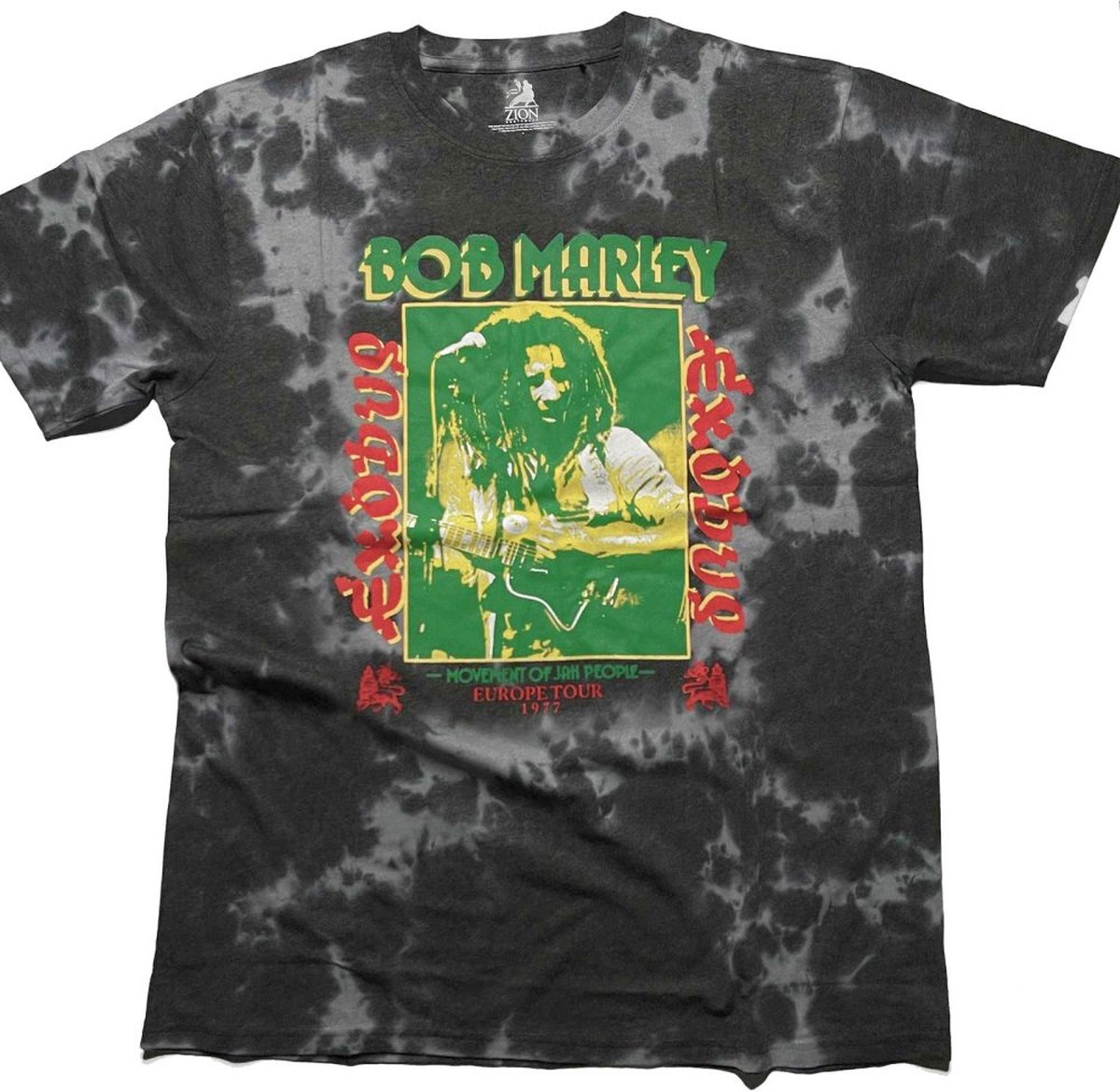 Bob Marley - Exodus Tie-Dye Heren T-shirt - S - Zwart/Grijs