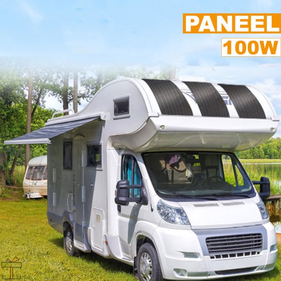 Happyment Zonnepaneel set ETFE - Flexibel - Weerbestending - Zonne paneel Accu 12V - Camper, caravan en camping - Oplader 100W van Happyment — afbeelding 2