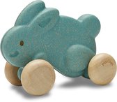 PlanToys Houten Speelgoed Duw mee Bunny-Blauw
