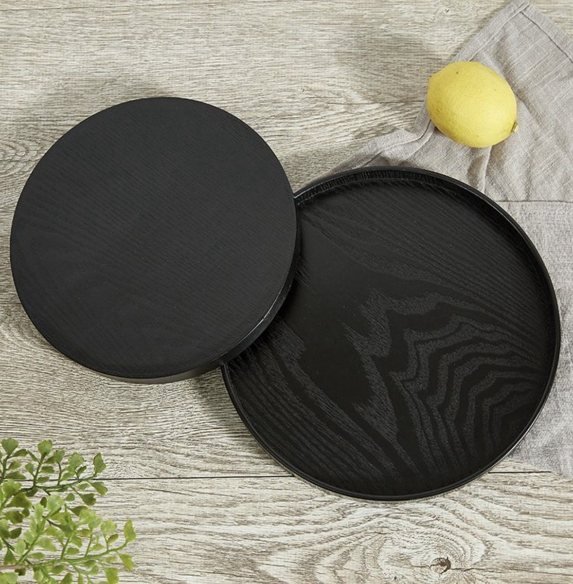 MIRO Houten Dienblad Vierkant - Decoratieve Dienbladen - Serveerblad - Sierblad - Zwart (49 cm