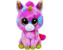 Roze pluche Ty Beanie eenhoorn knuffel Fantasia 15 cm