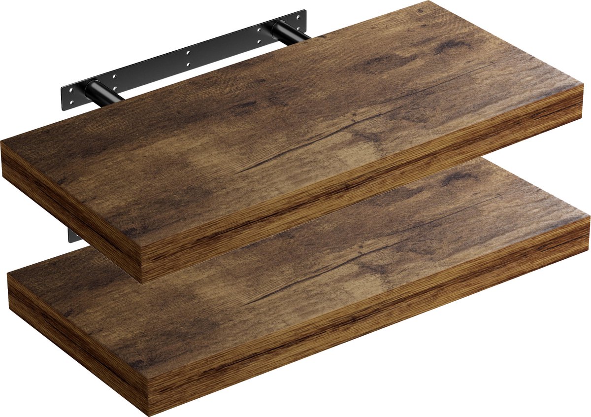 Casaria Wandplank – 2 St. 50 cm 15kg Belastbaar – Donker Eiken
