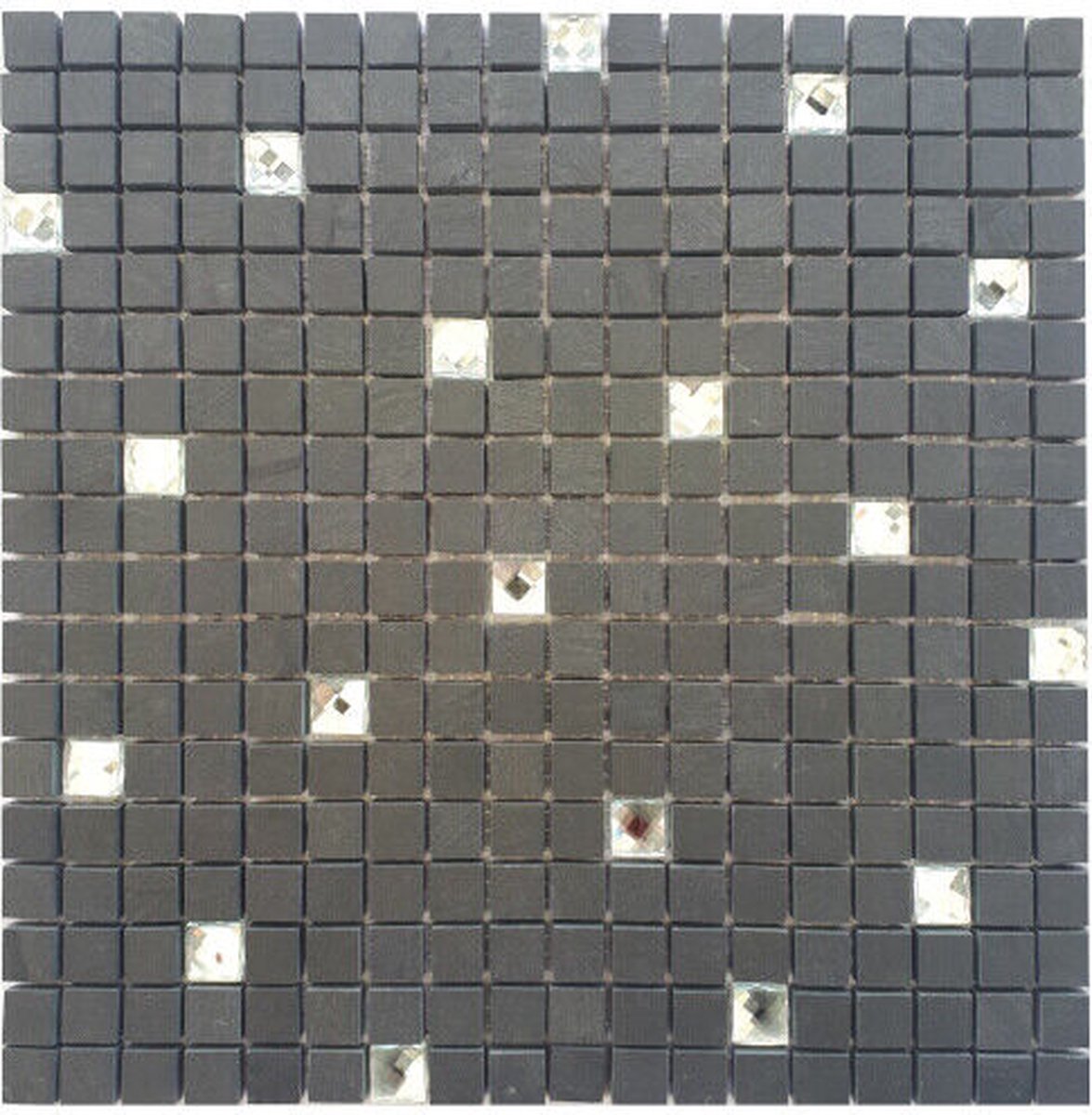 Mozaiek tegel - Leisteen + diamant glas - 30 x 30 cm - antraciet zwart 051M - Estile Mosaico