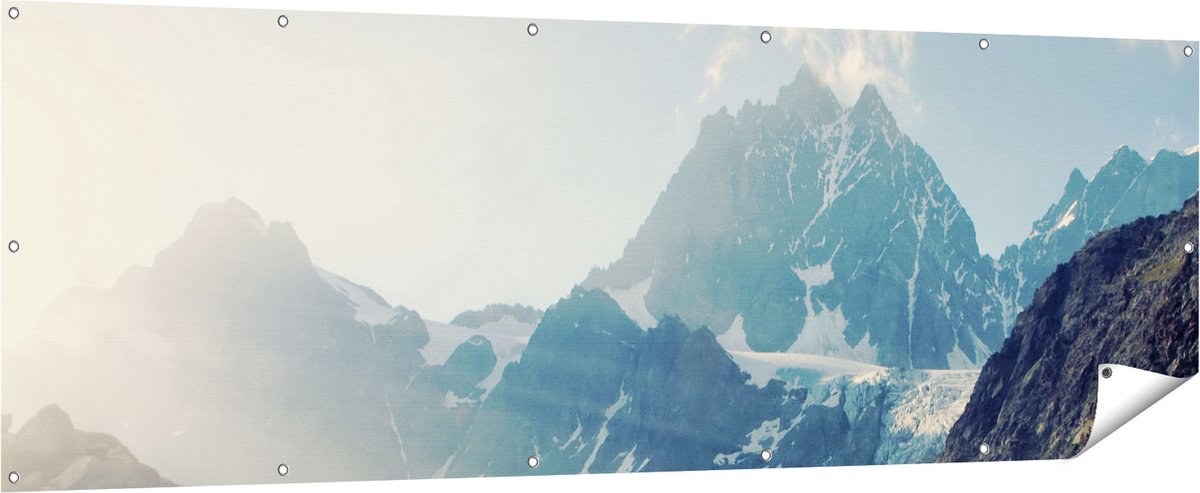 Gards Tuinposter Landschap berg meer - 210x70 cm - Tuindoek - Tuindecoratie - Wanddecoratie buiten - Tuinschilderij Multikleur