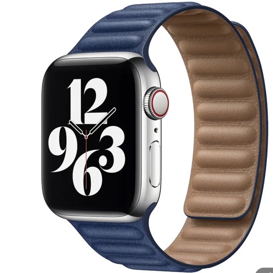 Geschikt voor Apple Watch -horlogebandje-echt leer-modern ribbel design- maat 42/44/45/49mm- magnetische sluiting