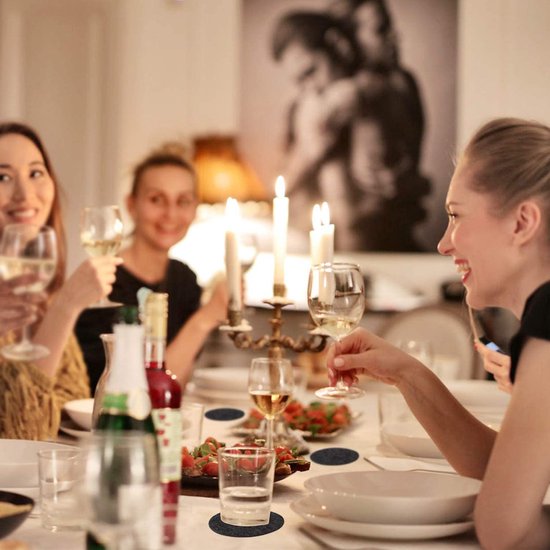 BOENFU Vilten onderzetters rond voor glazen, set van 12, glazen