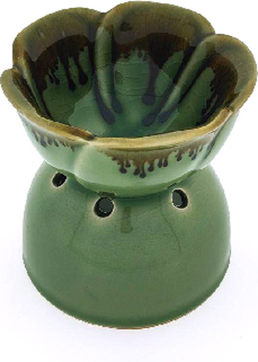 Goedkoopste Aromabrander – Aromaverdamper – Aroma diffuser – Aromabrander - Olieverdamper - Aromadamper theelicht – Handgemaakt – bloem donkergroen