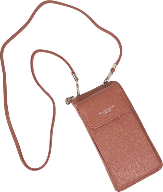 Flora & Co - Sac bandoulière pour téléphone - portefeuille zippé - marron |  bol
