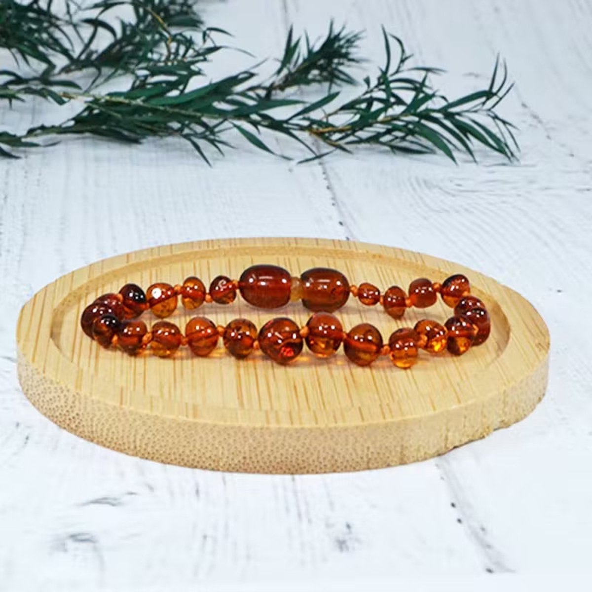 Barnsteen Baby Armband 13 CM Cognac Pijnstillend Babygeschenkset Kraamcadeau
