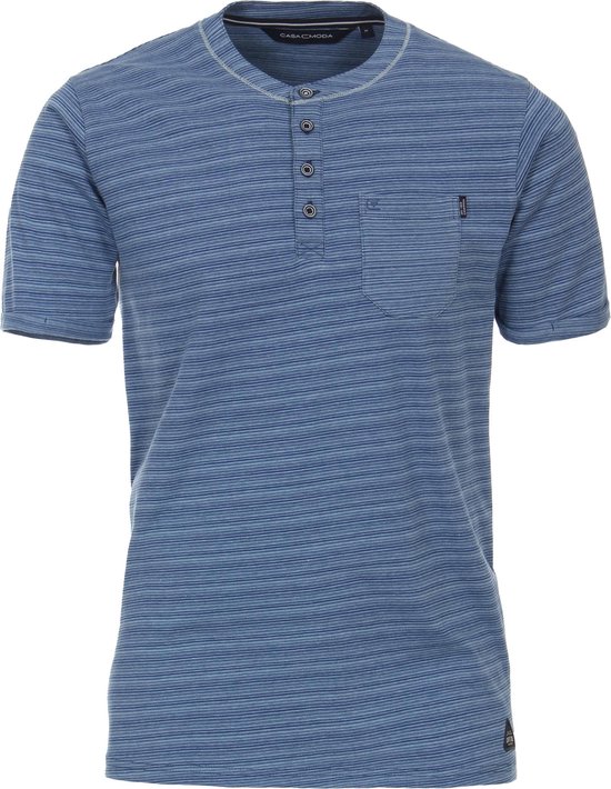 Casa Moda - T-Shirt Blauw Strepen - Heren - Maat L - Regular-fit