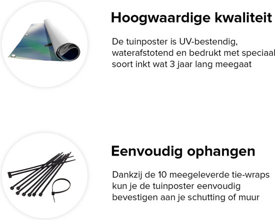 Gards Affiche de jardin Vogel Gorgebleue colorée sur une branche - 100x80 cm - Toile jardin - Décoration de jardin - Décoration murale extérieur - Tableau jardin