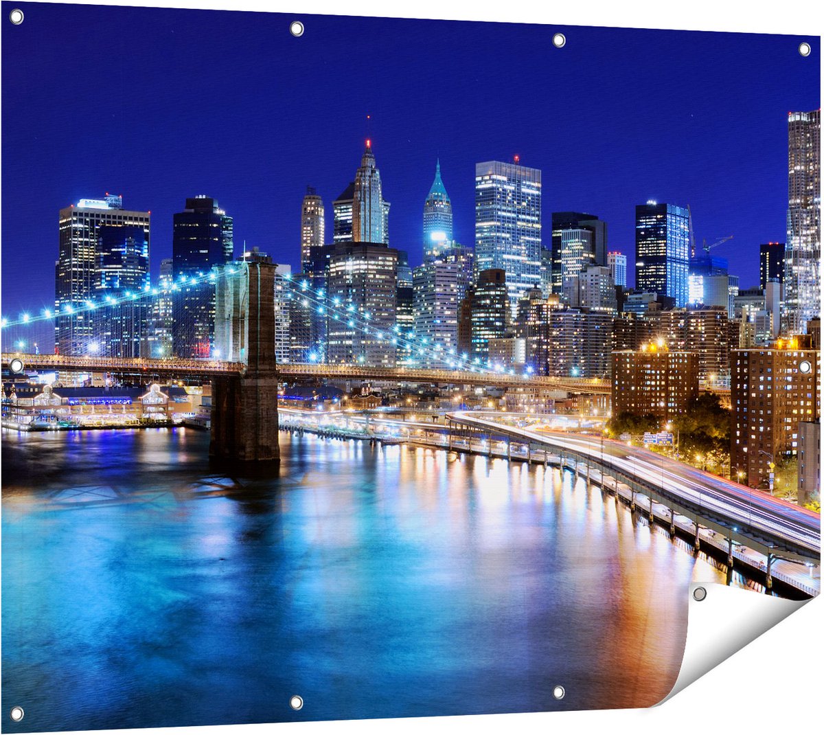 Gards Tuinposter Skyline New York in het Centrum - 120x90 cm - Tuindoek - Tuindecoratie - Wanddecoratie buiten - Tuinschilderij Multikleur