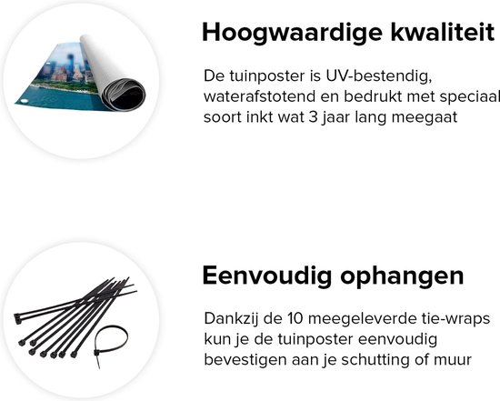 Gards Tuinposter New York Als een Eiland vanuit de Lucht - 120x40 cm - Tuindoek - Tuindecoratie - Wanddecoratie buiten - Tuinschilderij