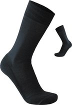 2-Pack Nette Effen Zwarte Sokken met Merino Wol S13 - Unisex - Zwart - Maat 35-38