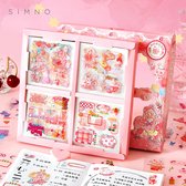 Manga lolita girl - 500 stickers voor kinderen en volwassenen - 100 stickervellen - Cute Kawaii schattige cartoon meisje in roze sticker - anime stickers