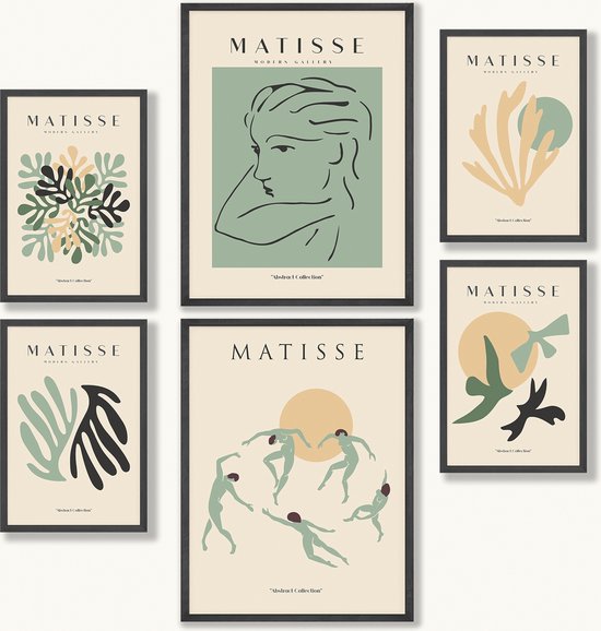 Ga terug wij Knorretje Matisse Poster Set van 6 Prints - Minimalistische Muurdecoratie - Abstracte...  | bol.com
