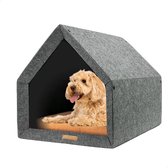 Rexproduct Hondenhuis – Hondenhuisjes voor binnen - Hondenkussen inbegrepen – Hondenhuizen voor in huis – Hondenhok - Hondenmand gemaakt van Gerecycled PETflessen - PETHome - Donkergrijs Oranje