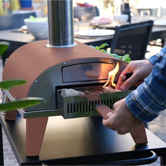 Pizza oven Piana Ziipa - Pellets / Houtskool - Coriedieten pizzasteen - kleur Terracotta van Merkloos — afbeelding 3