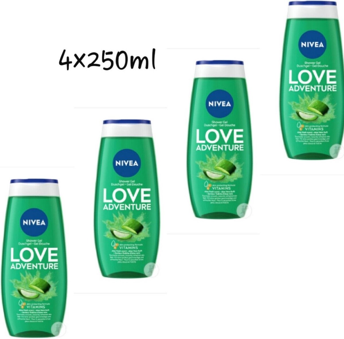 Goedkoopste NIVEA Douchegel - Love Adventure - met Aloë Vera - 4 X 250 ML