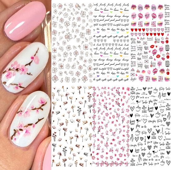 RENALUX - Nagelstickers - Nagelstickers Velletjes - 3D Nail Art Stickers - Nail Art Set Tools - Nagelstickers Meisjes - Nagelstickers Nail Art - Nagelstickers Bloemen Goud - Nagel Decoratie - 6 Vellen