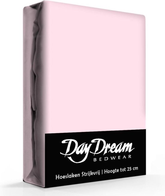 Day Dream hoeslaken - strijkvrij - katoen - 80 x 200 - Roze - Day Dream