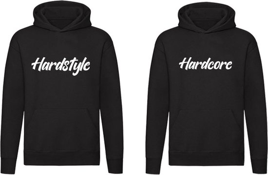 Hardcore & Hardstyle 2 Hoodies | Twee truien | Vriendinnen | Maten | Festival | Vriend | Vriendin | Trui | Hoodie