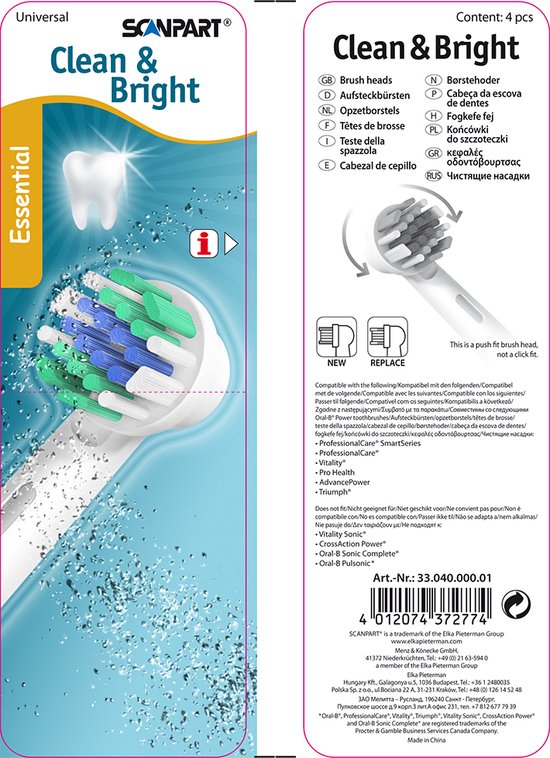 tandenborstels Clean&Bright Essential 4-pack