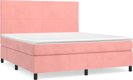 Foto: Vidaxl boxspring met matras fluweel roze 160x200 cm