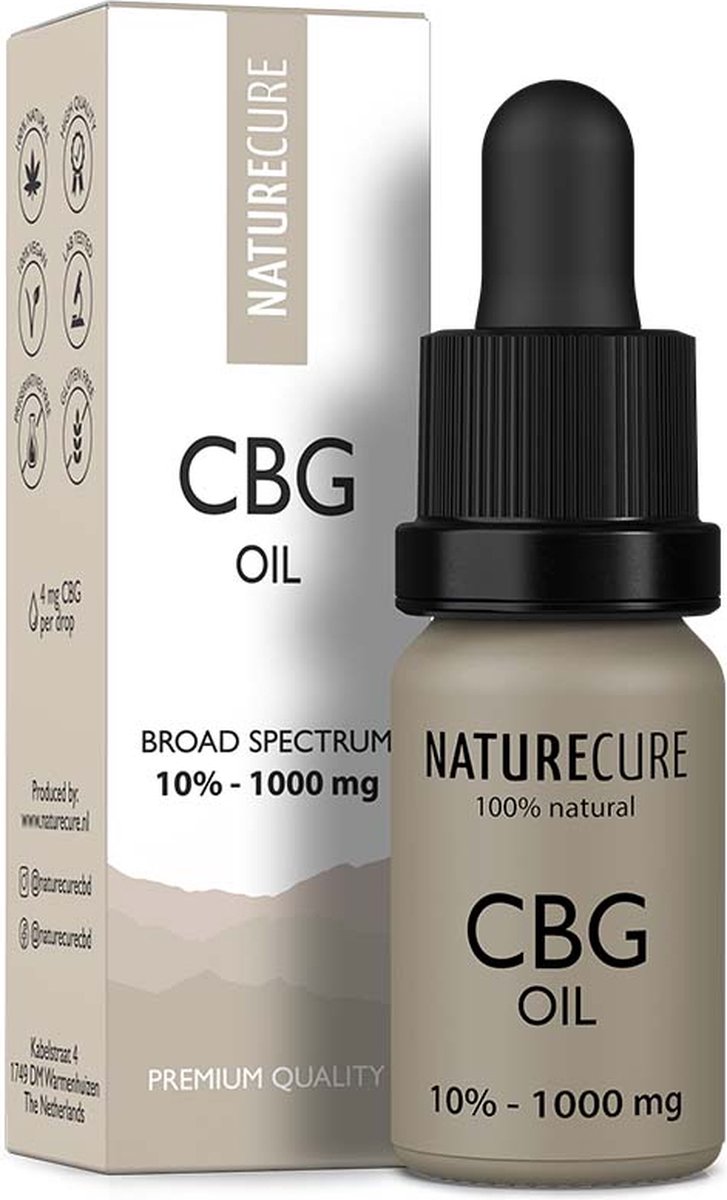 Goedkoopste Nature Cure CBG-olie 10 - 1000 mg- Broad Spectrum 10 ml