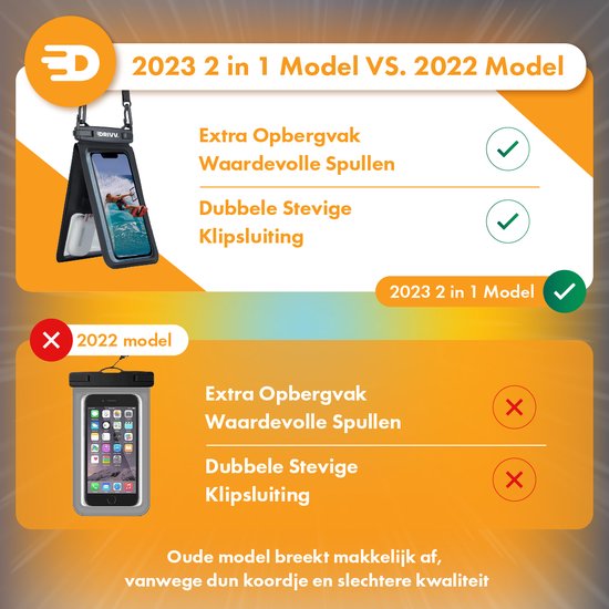 Drivv. Waterdichte telefoonhoesjes 2 in 1 - 2023 Model – Universeel tot 6.7 inch – Onderwater hoesje telefoon - Zwart