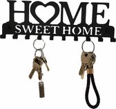 hoge kwaliteit Sleutelrek - 10 Haken - Wanddecoratie -Metalen sleutelrek- Met Tekst "Home Sweet Home" - Vintage Design - Zwart