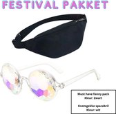 Heuptas / festival fanny pack (zwart) 30x14x8 - Festival bril/spacebril (transparant)