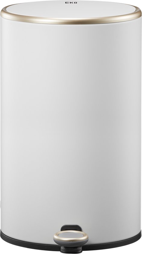 EKO - Cosmo pedaalemmer 12 liter - Stainless Steel - mat wit - Prullenbak