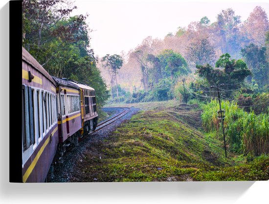 WallClassics - Toile - Train thaïlandais à travers la réserve naturelle verte en Thaïlande - 40x30 cm Tableau sur toile (Décoration murale sur toile)