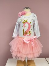 Verjaardag outfit-verjaardag setje-kleedje-birthday dress-fotoshoot kleding-feestjurk meisje-tutu-roze-meisje-girl-verjaardag jurk-themafeest-jarig-feestkleding-2 jaar-two-set Marit (mt 86)