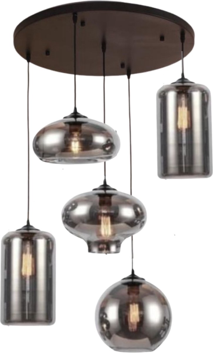 Hanglampen HeyHeaven Smoke Glas Hanglamp 5 Lichts
