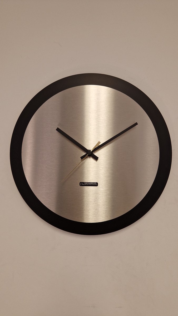 Wandklok ChantalBrandO MISTRAL BLACK & RVS -- MODERN DESIGN