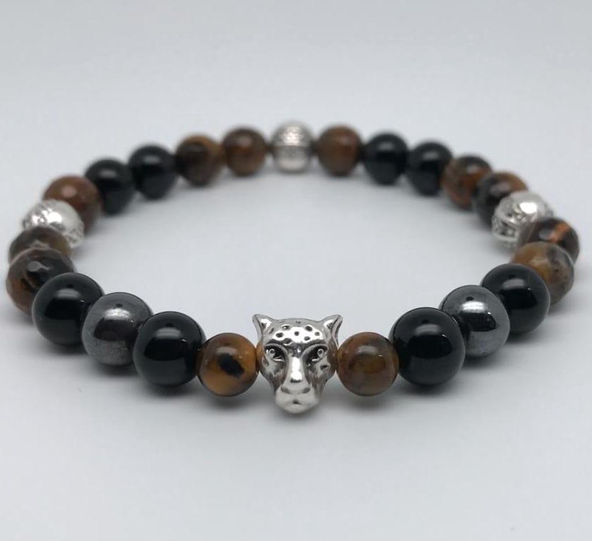 L-onca - Armband - Kralen armband - Edelsteen / gemstones Tiger eye, black onyx - natuursteen - Cadeau voor hem/haar