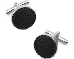 Fako Bijoux - Manchetknopen - Staal & Ruit - 16mm - Zwart