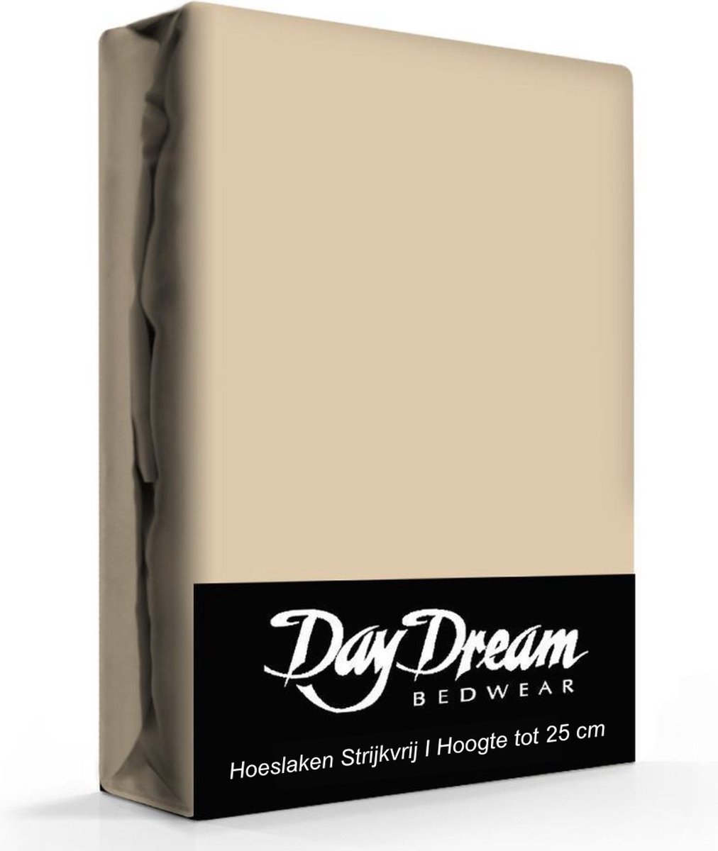 Day Dream hoeslaken - strijkvrij - katoen - 160 x 200 - Zand - Day Dream
