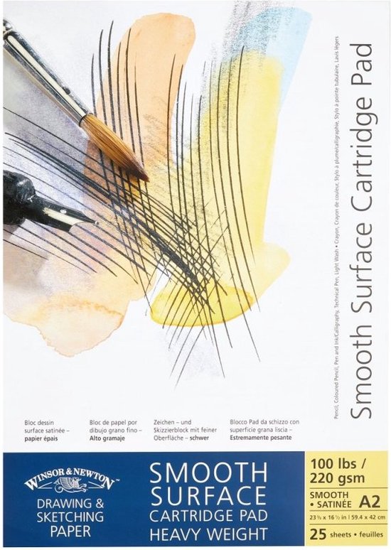 Winsor & Newton Papier Bristol Blanc A4 - Papier Dessin Extra Lisse Sans Acide