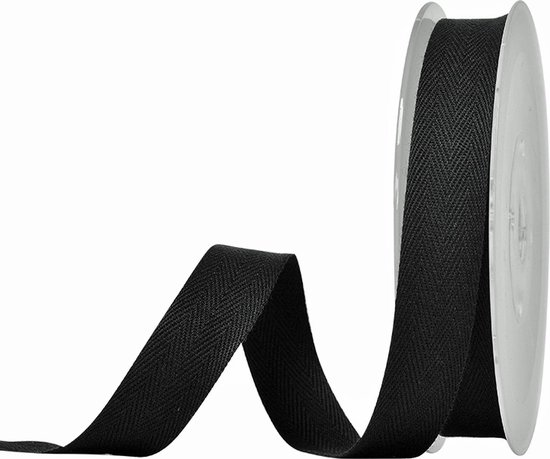 Katoenlint 12mm (1.2cm) | Keperband Twill Visgraat | 100% Katoen Lint |  Cotton | Zwart... | bol.com