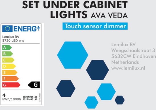 Lemilux Ava Keukenverlichting onderbouw led set 2 - ‎Geborsteld aluminium -  Met dimmer | bol