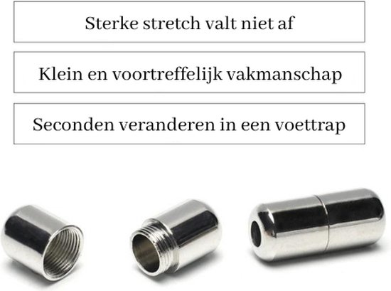 Grijze Ronde Elastische Veters - Met metalen draaisluiting - Magneet ...