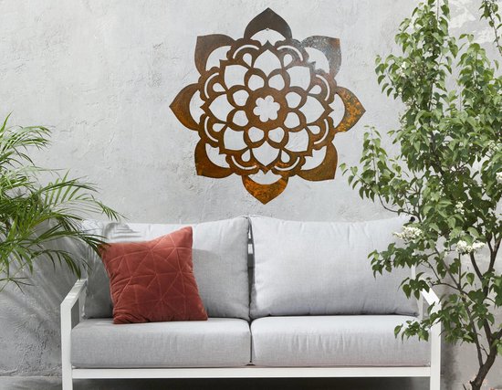 Décoration murale en acier corten pour intérieur ou extérieur - 75 cm - mandala - design hollandais - fabrication hollandaise