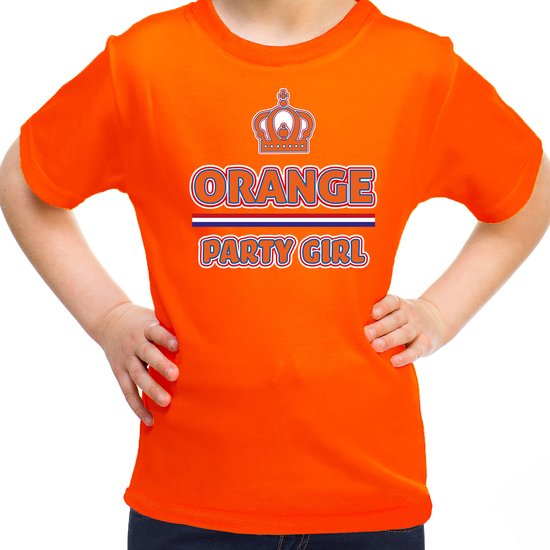 Bellatio Decorations Koningsdag t-shirt - oranje - party girl - voor meisjes